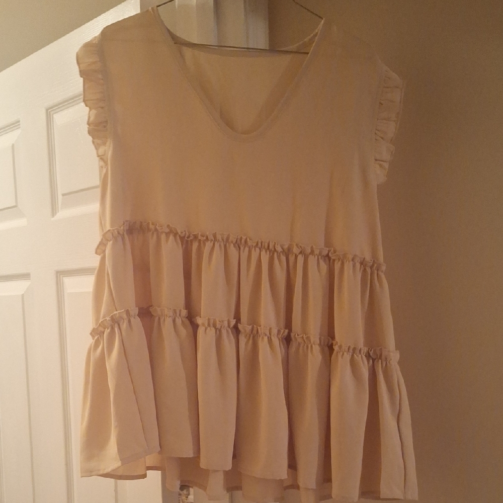 Women's Cream Ruffle Top - Picture 2 of 2